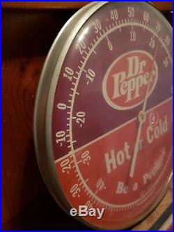 Vintage Dr Pepper Hot Or cold Thermometer Advertising Sign Has Plastic Face