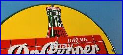 Vintage Dr Pepper Porcelain Drink Gas Soda Beverage Bottles General Store Sign