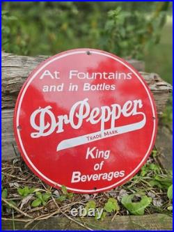 Vintage Dr. Pepper Porcelain Sign Gas, Oil Station Pump Plate Coca Cola Dew Pepsi
