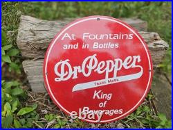 Vintage Dr. Pepper Porcelain Sign Gas, Oil Station Pump Plate Coca Cola Dew Pepsi