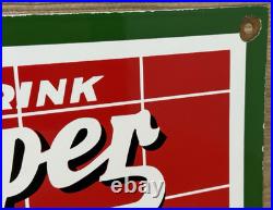 Vintage Dr Pepper Porcelain Sign Gas Station Pump Plate Dew Pepsi Oil Coca Cola