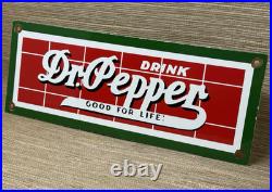 Vintage Dr Pepper Porcelain Sign Gas Station Pump Plate Dew Pepsi Oil Coca Cola