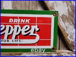 Vintage Dr Pepper Porcelain Sign Soda Beverage Advertising Drink Food Gas Oil