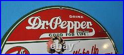 Vintage Dr Pepper Porcelain Soda Cola Good For Life Beverage Gas Pump 12 Sign