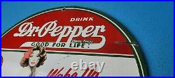 Vintage Dr Pepper Porcelain Soda Cola Good For Life Beverage Gas Pump 12 Sign
