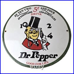 Vintage Dr Pepper Sign Porcelain Soda Cola Beverage Gas Service Station Sign