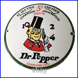 Vintage Dr Pepper Sign Porcelain Soda Cola Beverage Gas Service Station Sign
