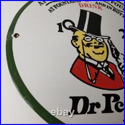 Vintage Dr Pepper Sign Porcelain Soda Cola Beverage Gas Service Station Sign