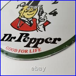 Vintage Dr Pepper Sign Porcelain Soda Cola Beverage Gas Service Station Sign