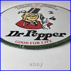 Vintage Dr Pepper Sign Porcelain Soda Cola Beverage Gas Service Station Sign