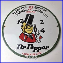 Vintage Dr Pepper Sign Porcelain Soda Cola Beverage Gas Service Station Sign