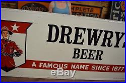 Vintage Drewrys Beer Sign HUGE tin Bar Advertising 1950's Memorabilia Gas Oil