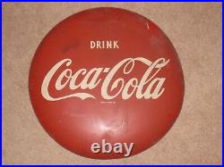 Vintage Drink Coca Cola 16 Round Metal Sign Marked AM57