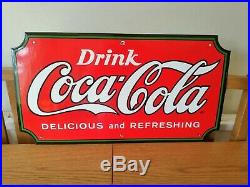 Vintage Drink Coca Cola Enamel Sign Very Good Condition