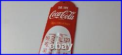 Vintage Drink Coca Cola Sign Soda Pop Gas Ad Sign on Porcelain Thermometer