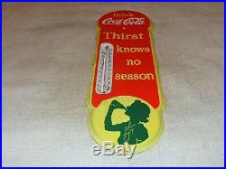 Vintage Drink Coca Cola Soda Pop 18 Porcelain Metal Gas Oil Thermometer Sign