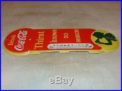 Vintage Drink Coca Cola Soda Pop 18 Porcelain Metal Gas Oil Thermometer Sign