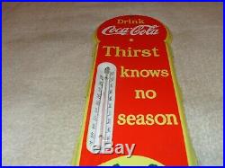 Vintage Drink Coca Cola Soda Pop 18 Porcelain Metal Gas Oil Thermometer Sign