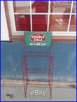 Vintage Drink Double Cola Soda Bottle Tin Metal Sign Display Rack Advertising