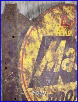 Vintage Drink Mason's Root Beer Sign Metal Double Sided Dealer Shop Store Flange
