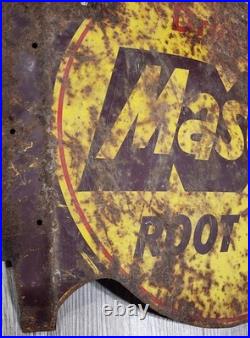 Vintage Drink Mason's Root Beer Sign Metal Double Sided Dealer Shop Store Flange