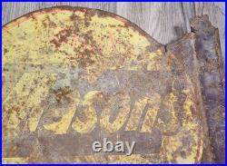 Vintage Drink Mason's Root Beer Sign Metal Double Sided Dealer Shop Store Flange