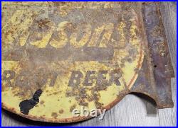Vintage Drink Mason's Root Beer Sign Metal Double Sided Dealer Shop Store Flange