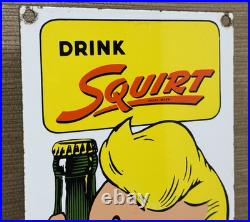 Vintage Drink Squirt Porcelain Sign General Store Gas Station Motor Oil Soda Pop
