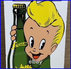 Vintage Drink Squirt Porcelain Sign General Store Gas Station Motor Oil Soda Pop
