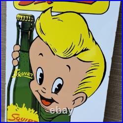 Vintage Drink Squirt Porcelain Sign General Store Gas Station Motor Oil Soda Pop