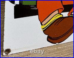 Vintage Drink Squirt Porcelain Sign General Store Gas Station Motor Oil Soda Pop