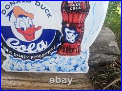 Vintage Duck Cola Soda Pop Enamel Metal Porcelain Sign 12 X 10.5