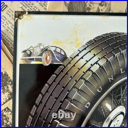 Vintage Dunlop Fort'90' Tires Automobiles 8x12 Inches Porcelain Enamel Sign
