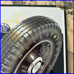 Vintage Dunlop Fort'90' Tires Automobiles 8x12 Inches Porcelain Enamel Sign