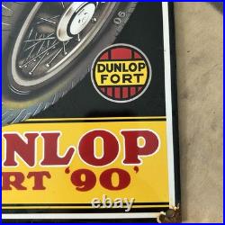 Vintage Dunlop Fort'90' Tires Automobiles 8x12 Inches Porcelain Enamel Sign