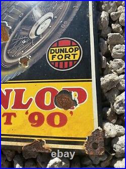 Vintage Dunlop Porcelain Sign Auto Parts Tire Truck Service Garage Shop Gas Oil