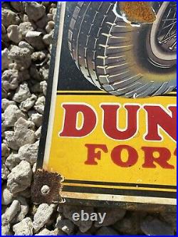 Vintage Dunlop Porcelain Sign Auto Parts Tire Truck Service Garage Shop Gas Oil