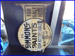 Vintage EC Simmons Keen Kutter Double Sided Porcelain Flanged Paint Sign, Rare