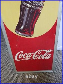 Vintage Early Coca Cola Soda Pop Metal embossed Coke Sign 54X18 Have A Coke