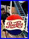 Vintage-Early-Lg-36in-Pepsi-Cola-Soda-Pop-Metal-bottle-Cap-Sign-Coke-01-wc