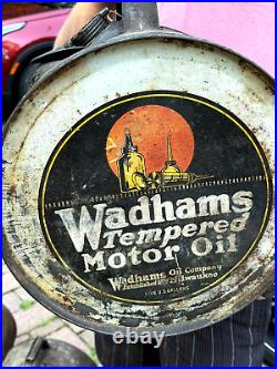 Vintage Early Rare Wadhams Oil Rocker Can /sign Gas Gasoline Nice One