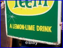 Vintage Early Teem Lemon Lime Fruit Soda Pop Metal Sign 34in X 27in