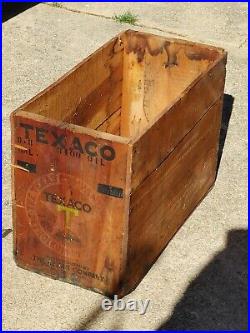 Vintage Early Texaco Oil Wooden Crate Original Piece