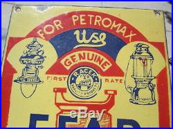 Vintage Efar Racek Mantles Porcelain Sign Petromax Coleman Lantern Very Old 1930