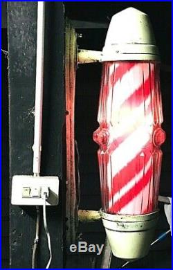 Vintage Electric BARBER Shop Pole Sign Postwar style Rotate and lighting
