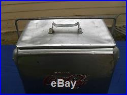 Vintage Embossed Coca Cola Stainless Steel Cooler Chest /W Bottle Opener