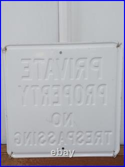 Vintage Embossed Metal Private Property Sign