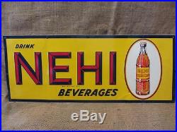 Vintage Embossed Nehi Beverage Drink Sign w Beautiful Color Antique Soda 9285