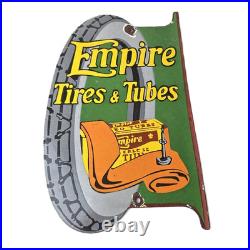 Vintage Empire Tires & Tubes Sign Porcelain Gas Pump Station Sign