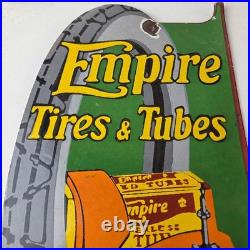 Vintage Empire Tires & Tubes Sign Porcelain Gas Pump Station Sign